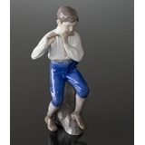 Flute Player boy sitting, Bing & Grondahl musical figurine No. 1897