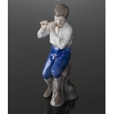 Flute Player boy sitting, Bing & Grondahl musical figurine No. 1897