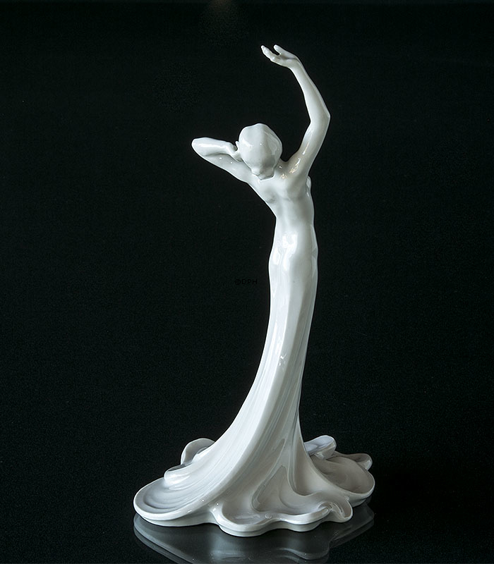 Kvinde, hvid figur, unika, Bing & Grøndahl med Dahl Jensen nr. 1900