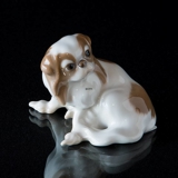 Pekingese sitzend, Bing & Gröndahl Hund Figur Nr. 1986
