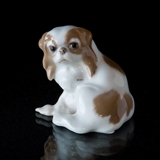 Siddende Pekingeser, miniature Bing & Grøndahl hunde figur nr. 1986