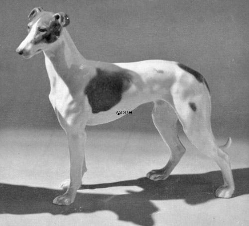 Stående Greyhound, 20cm, Bing & Grøndahl hundefigur nr. 2076