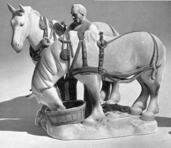 Landmand med 2 heste, Bing & Grøndahl figur nr. 2119