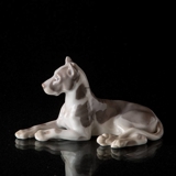 Great Dane lying down while being attentive, Bing & Grondahl dog figurine no. 2190