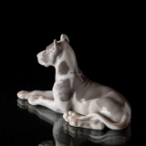 Great Dane lying down while being attentive, Bing & Grondahl dog figurine no. 2190