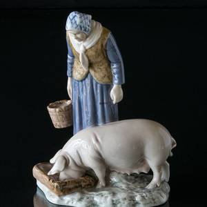 Kvinde med gris, Bing & Grøndahl figur | Nr. B2237 | DPH Trading