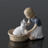 Freunde, Mädchen mit Katze, Bing & Gröndahl Figur Nr. 2249