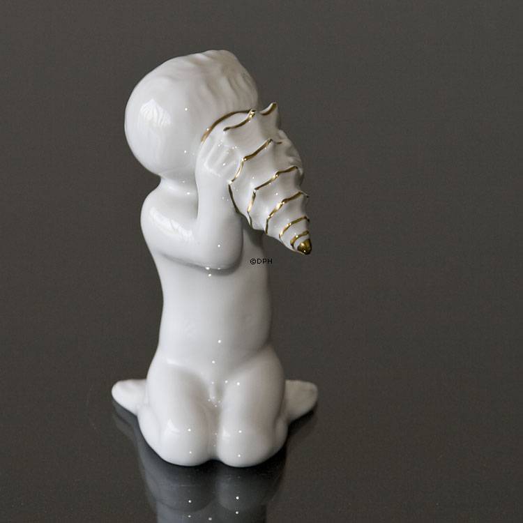 Havdreng med Konkylie, dekoreret med guld, Bing & Grøndahl figur nr. 2264