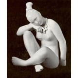Naked woman sitting, white Bing & Grondahl figurine no. 2281