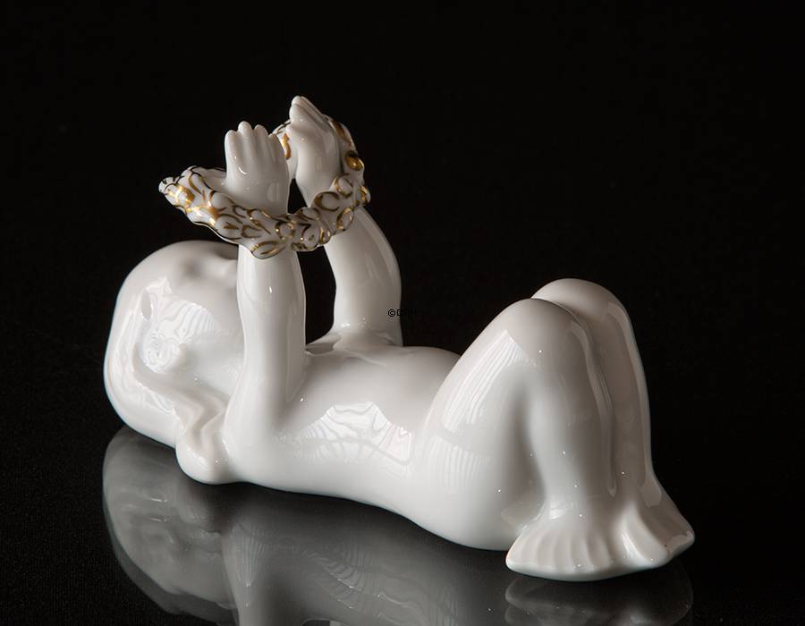 Liggende havpige dekoreret med guld, Bing & Grøndahl figur nr. 475 eller 2314