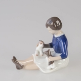 Girl with Cat and Dog keeping the peace, Bing & Grondahl figurine no. 2333