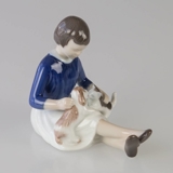 Girl with Cat and Dog keeping the peace, Bing & Grondahl figurine no. 2333