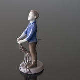 Fisherman's boy with net to make a catch, Bing & Grondahl figurine No. 2338