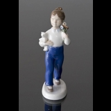 Girl with flowers and a teddy bear, Bing & Grondahl figurine No. 2398