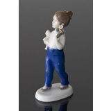 Girl with flowers and a teddy bear, Bing & Grondahl figurine No. 2398