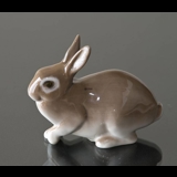 Brown rabbit sitting keeping low, Bing & Grondahl figurine No. 2422