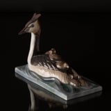 Grebe with young ones, Bing & Grondahl bird figurine No. 2439