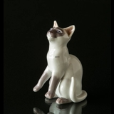 Weiße Siamkatze, Bing & Gröndahl Katze Figur nr. 2464