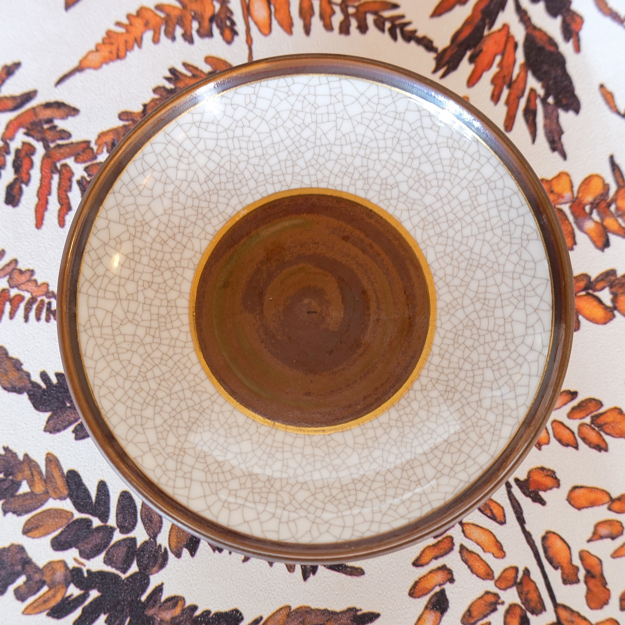 Skål grå krakkeleret med brunt mønster, Bing & Grøndahl nr. 382