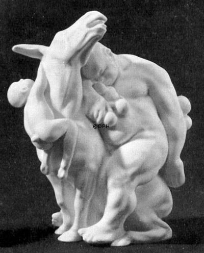 Mand, hest og barn, Bing & Grøndahl figur nr. 4026