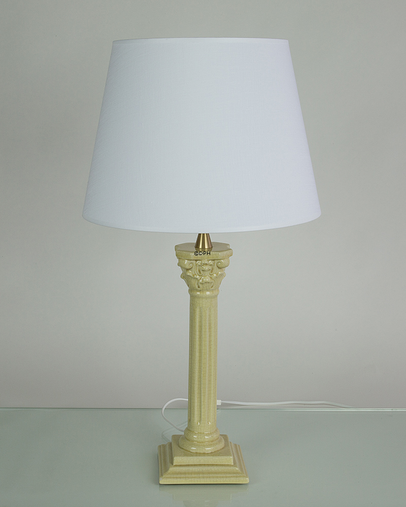 Rund cylinderformet lampeskærm 23 cm i højden, hvid chintz stof