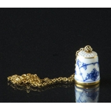 Bing & Grondahl Blue Fluted with gold Thimble with Chain