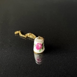 Bing & Grøndahl fingerbøl med kæde, lyserød blomst