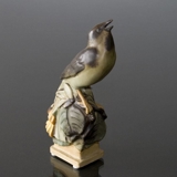 Nightingale singing its song, Bing & Grondahl stoneware figurine no. 7034