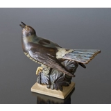 Nightingale singing its song on high note, Bing & Grondahl stoneware figurine no. 7036