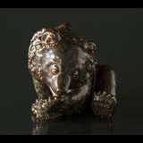 Sitting bear licking its paw, Bing & Grondahl stoneware figurine No. 7188
