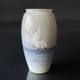Vase with sailing ship, Bing & Grondahl no. 8375-254