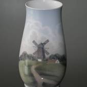 Vase med landskabmed mølle, Bing & Grøndahl
