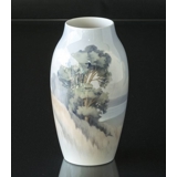 Vase mit Landschaft mit Bäumen, Bing & Gröndahl Nr. 8528-243