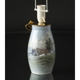 Lamp with scenery with farm house, Bing & Grondahl No. 8790-247