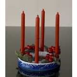 Advent Candleholder blue/white with Christian hawthorn decoration, Bing & Grondahl no. 9217