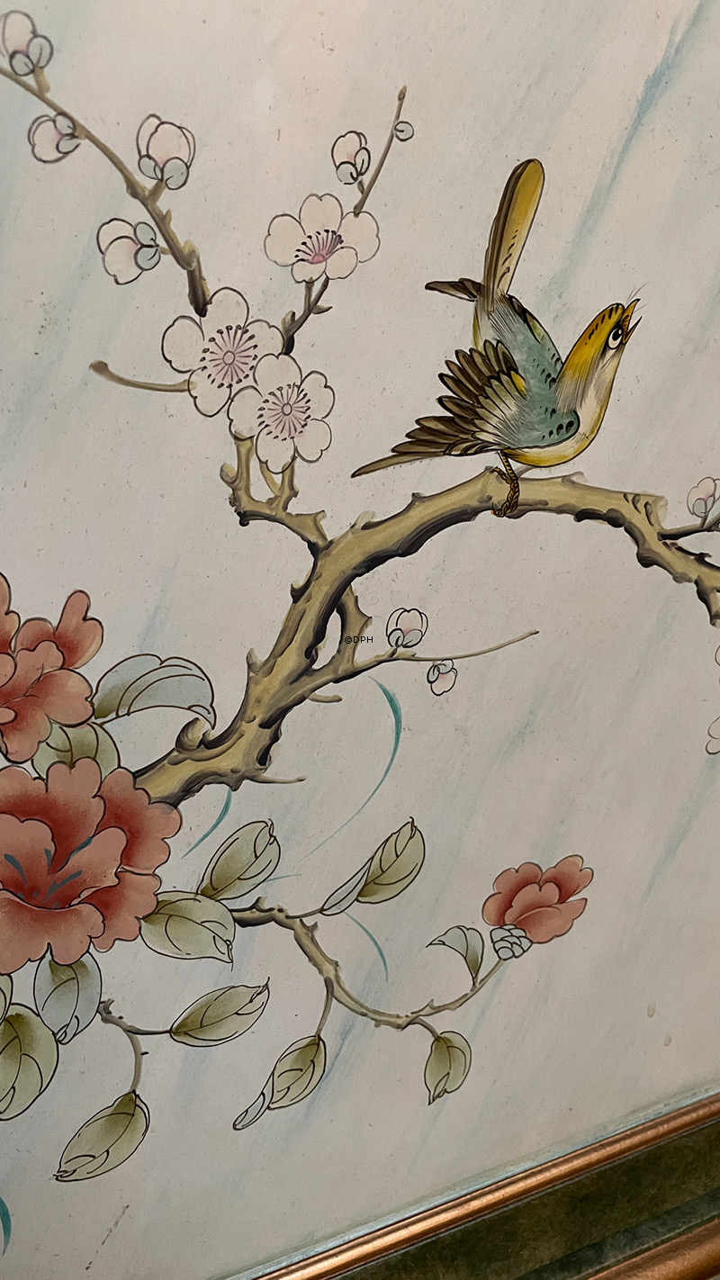 Gammelt Kinesisk vitrineskab, grøn, håndmalet