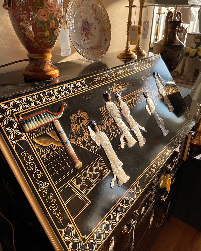 Kinesisk skrivebord, sort lak