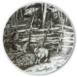 Bavaria, Platte med hare af Bruno Liljefors i grå nuancer