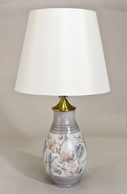 B & G Lampe med blomster H: 32cm