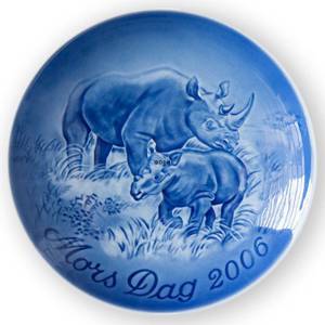 Sort næsehorn med unge 2006, Bing & Grøndahl Mors dag platte | År 2006 | Nr. BM2006 | Alt. 1902706 | DPH Trading