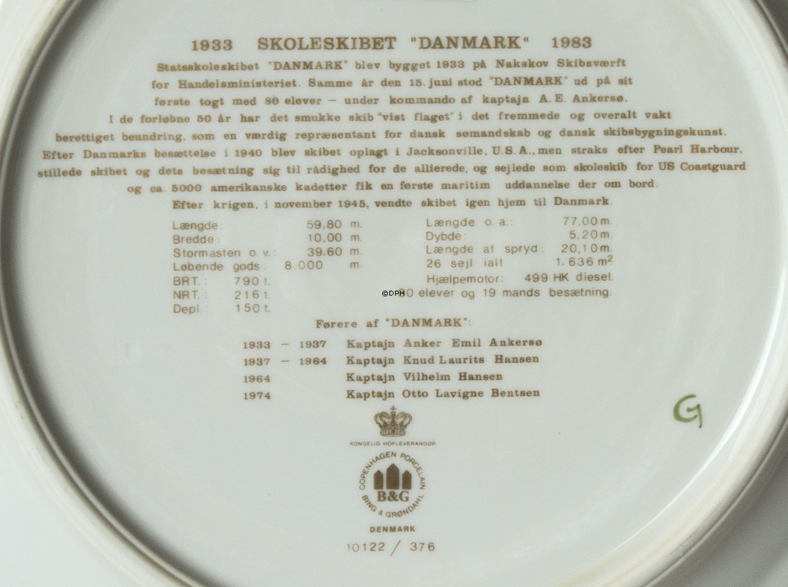 Danmark 50 Års Jubilæumsfad 1933-1983 - Håndmalet med guld