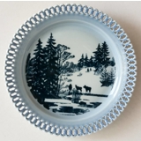 Bing & Grondahl, Plate, Animals in Twilight. Elk family at lake