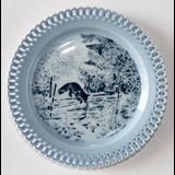 Bing & Grondahl, Plate, Animals in Twilight. Fox by fence