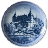 Swedish Stamp plate with Tido Castle, Sweden, drawing in blue, Bing & Grondahl