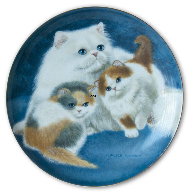 Bing & Grøndahl platte med Perser kat med killinger