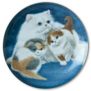 Bing & Grøndahl platte med Perser kat med killinger | Nr. BNR11882-620 | DPH Trading