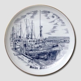 Hvide Sande plate, drawing in blue, Bing & Grondahl