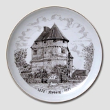 Nyborg 1271-1971 platte, brun stregtegning, Bing & Grøndahl
