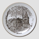 Holsted Kirke platte, brun stregtegning, Bing & Grøndahl