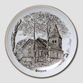 Holsted Kirke platte, brun stregtegning, Bing & Grøndahl